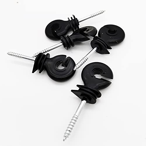 120 Pcs Electric Fence Insulator Screw-in Insulator Fence Ring Post Wood Post Insulator and 1 Pcs Free Insulator Socket Tool(Black)