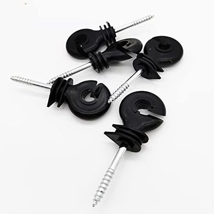 120 Pcs Electric Fence Insulator Screw-in Insulator Fence Ring Post Wood Post Insulator and 1 Pcs Free Insulator Socket Tool(Black)