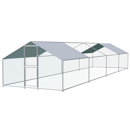 Airynee Large Chicken Coop, Chicken Coops for 40 Chickens, Chicken Runs for Yard with Water Poof & UV Resistance Cover, Spire Roof Chicken Coop Run with Double Lockable Doors for Outdoor Backyard - size: 314.4"L x 117.6"W x 79.2"H