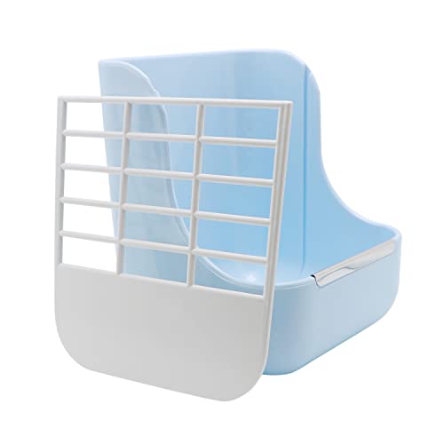 Litewoo Rabbit Hay Feeder Guinea Pig Feeder, 2 in 1 Automatic Small Animal Food Bowl Feeding Cage Accessories (Blue) - color: Blue
