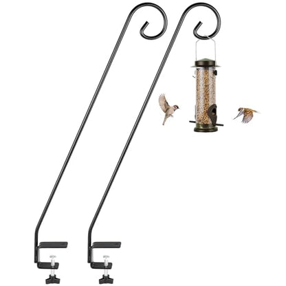 MIXXIDEA 2 Packs Heavy Duty Deck Rail Pole Deck Hook, Extensible and Adjustable Deck Hook for Hanging Bird Feeder, Plants, Suet Baskets,Wind Chimes,Lanterns - size: 28in Long Curled Hook-2 Packs