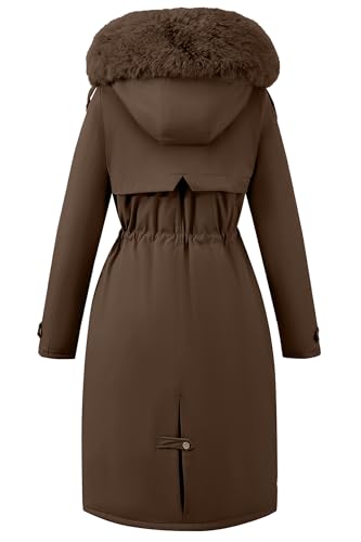 RISISSIDA Women Winter Parka Puffy Coat for Deep Cold,Thicken Puffer Jacket with Long Fur Collar Hooded,Warm Bubble Overcoat - color: Dark Coffee, size: 3X-Large