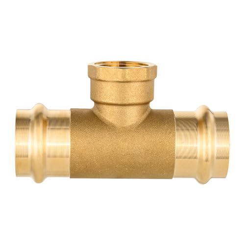 (Pack of 5) EFIELD 3/4 in. Copper Press x 3/4 in. Copper Press x 1/2 in. Female NPT Tee,Fitting for Portable Water (Brass Made),(PRESS242) - size: 3/4"P X 3/4"P X 1/2"F