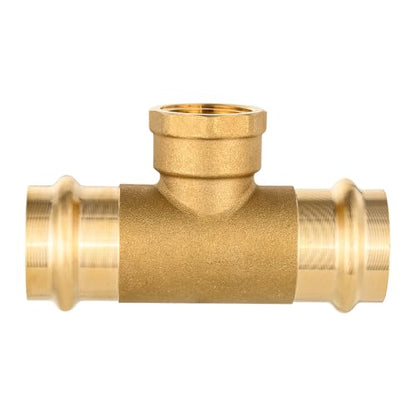 (Pack of 5) EFIELD 3/4 in. Copper Press x 3/4 in. Copper Press x 1/2 in. Female NPT Tee,Fitting for Portable Water (Brass Made),(PRESS242) - size: 3/4"P X 3/4"P X 1/2"F