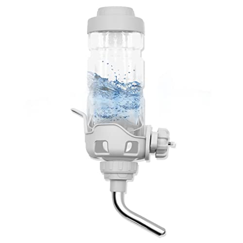 Vannon Dog Water Dispenser for Cage, 15oz Auto Feeding Crate Water Bottle for Dogs, Cats & Rabbits, Pet Nozzle Diameter: 12mm, BPA Free, Grey - color: Grey, size: 15oz
