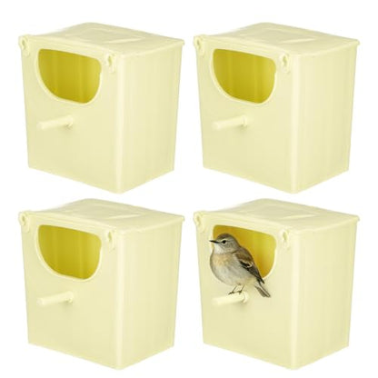 Ipetboom 4Pcs Plastic Birds Nesting House Parakeet Nesting Box Bird Finch Nest Breeding Box Cage Breeding for Cockatiel Parrot, 13X10X13cm/5.1X3.9X5.1in