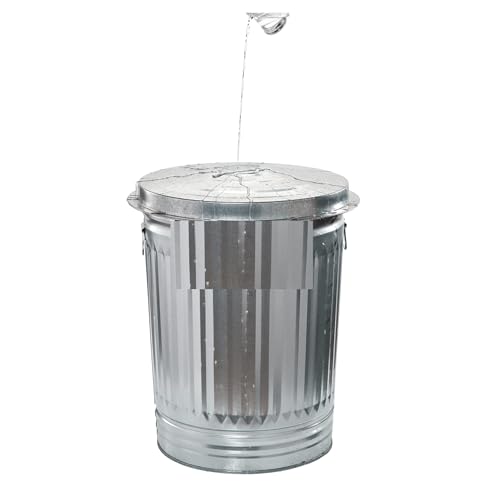 31 Gallon Steel Trash Can - Galvanized Steel Indoor/Outdoor Bin with Lid & Handles - Heavy Duty Rodent Proof Waste Container for Yard, Trash, Pet Food