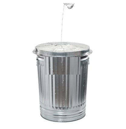 31 Gallon Steel Trash Can - Galvanized Steel Indoor/Outdoor Bin with Lid & Handles - Heavy Duty Rodent Proof Waste Container for Yard, Trash, Pet Food