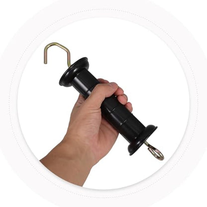 Cabilock Electric Fence Gate Handle with Hot Wire Fence Grip Replacement for Outdoor Gate Black Plastic Tension Spring