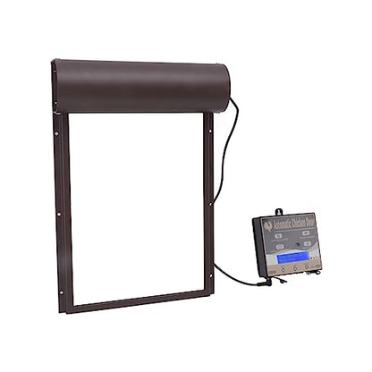 Automatic Chicken Coop Door, Solar Powered 3 in 1 with Timer HD LED Display for Chicken Duck Goose (Brown) - color: Brown