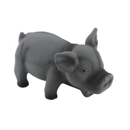 Buachois Dog Squeak Toy 6.3x3.1x3.1In, Cute Pig Grunting Latex Chew Toy Safe Bite Proof Pet Toy for Dogs Puppies (Black) - color: Black