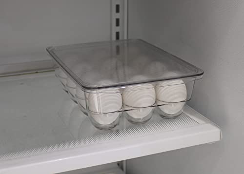 Dependable Industries inc. Essentials Stackable Plastic Egg Holder for Refrigerator with Lid – Clear 12 Count Fridge Egg Container, BPA Free Egg Storage Organizer Bin