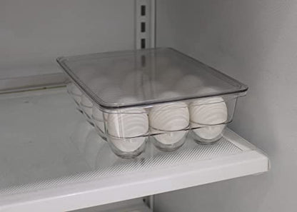 Dependable Industries inc. Essentials Stackable Plastic Egg Holder for Refrigerator with Lid – Clear 12 Count Fridge Egg Container, BPA Free Egg Storage Organizer Bin