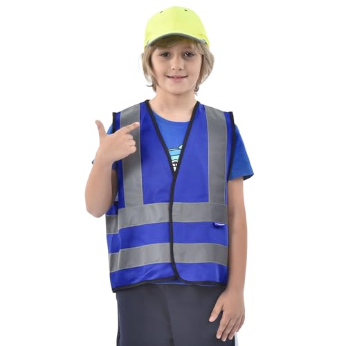 AYKRM Kids High visibility viz vest hi vis viz reflective safety vests - color: Blue, size: 2-5Y