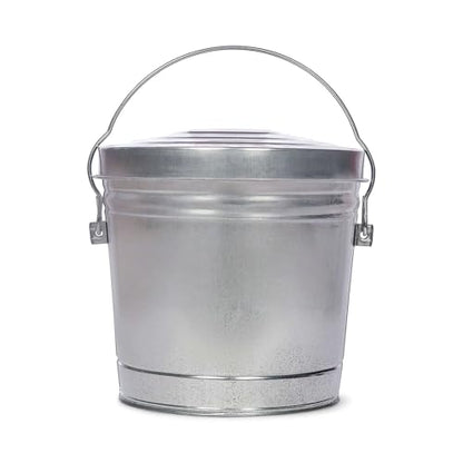 6 Gallon Galvanized Steel Storage Can with Locking Lid - Latching Metal Pail for Dry Goods, Livestock Feed & Outdoor Use