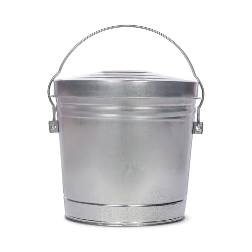 6 Gallon Galvanized Steel Storage Can with Locking Lid - Latching Metal Pail for Dry Goods, Livestock Feed & Outdoor Use
