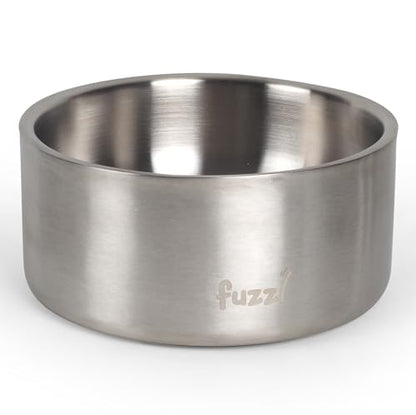 Fuzzl Titan Thermal Bowl 8 inch - Brushed Stainless Steel Insultated Thermal Bowl for Indoors and Outdoors with Rubber Base - Versatile Bowls and Dog Water Bowl for Hydration and Feeding