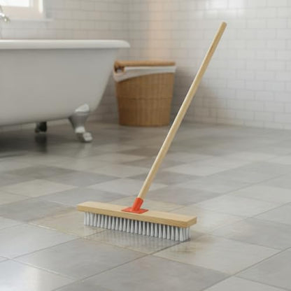 Floor Scrub Brush with Long Handle and Stiff Nylon Bristles for Tile Grout and Bathroom Cleaning (1 PC) - size: 14.57 x 2.36 x 1.57 in
