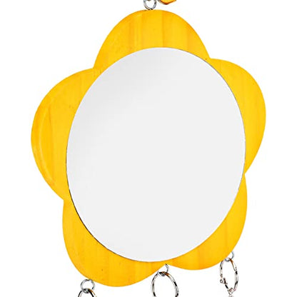 Chicken Mirror Toys Wood Chicken Hanging Mirror Toys with Bell for Stuff Parakeet Bird Playing Wood Plastic Other S ToysChicken Hanging ToysChicken
