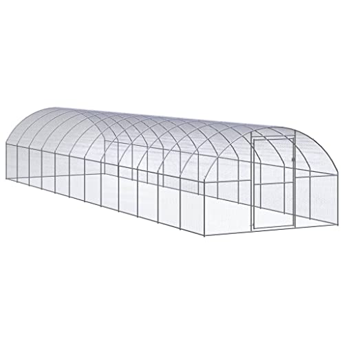 Large Silver Galvanized Steel Chicken Coop Outdoor Rectangular Durable Shelter for Chickens Ducks Rabbits Backyard Poultry Housing - color: Silver A, size: 118.1 x 118.1 x 78.7 in (W x L x H)