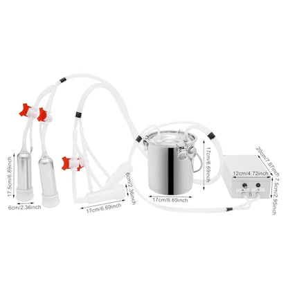 Cow Milking Machine, 2in1 Electric Automatic Cow Milker with Adjustable Vacuum Pump, 3L Milk Container, 2 Teat Cups, Goat Vacuum Pulsation Milker (3 L) - size: 3 L