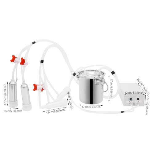 Electric Cow Milking Machine 2-in-1 Portable Rechargeable Goat Milker Adjustable Suction Pulsation Vacuum Pump Electric Milker for Goats and Cows with Stainless Bucket (10L) - size: 10L