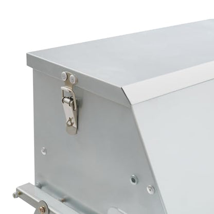 25LB Automatic Chicken Feeder with Rainproof Lid, Metal Treadle Feeder for Chickens, Ducks, Geese