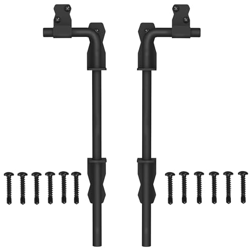 Sdstone 12 Inch Heavy Duty Cane Bolt Gate Drop Rod,Gate Ground Latch Hardware for Wooden Fences,Metal Gates Doors Stopper for Gate Ground (Black Finish,2 Pack) - size: 12-Inch-2Pack