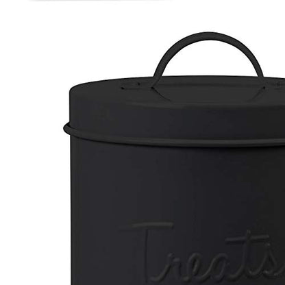 Amici Pet Retro Metal Storage Canister Treats Jar, 72 Fluid Ounces, Matte Black