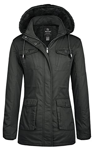 wantdo Women's Winter Coat Warm Anorak Parka Cotton Windproof Jacket with Removable Hood - color: Gray, size: Medium