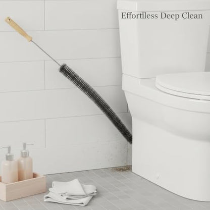Long Handle Cleaning Brush with Wood Handle and Synthetic Bristles for Bathroom Gaps and Appliance Surfaces (1 PC)