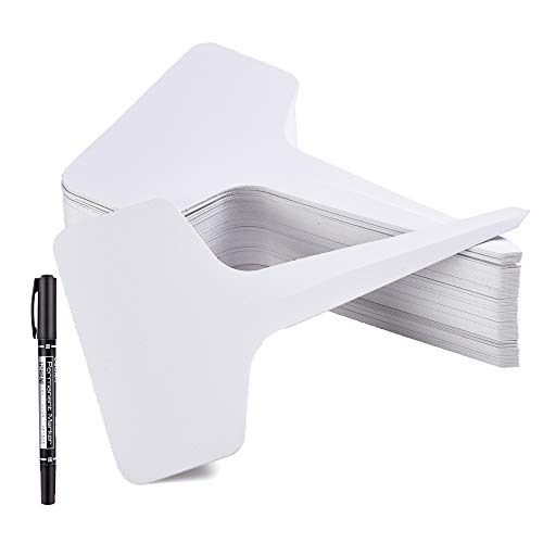 150 Pcs 6x10cm Plant Labels T-Type Waterproof Garden Tags Nursery Markers Plant Identification Stakes, White - color: White