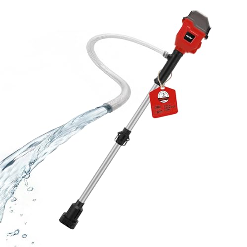 Brushless Stick Water Transfer Pump Compatible with Milwaukee 18V Battery(Tool Only), 720GPH Cordless Water Pump Submersible Sump Pump Utility Pump for Pool Garden Pond - color: Red