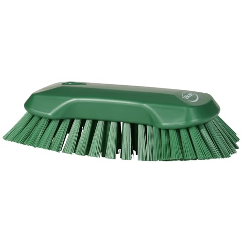 Vikan 38942 Extra Large Hand Brush, Multifunctional, Slip-Resistant Cleaning Tool, Extra Stiff Polypropylene & Polyester Bristle, 9.1", Green - color: Green