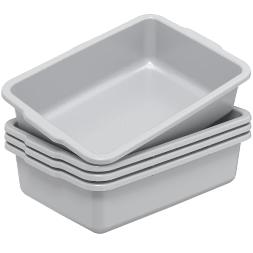 32 L Gray Commercial Bus Tub, 4 Pack Utility Bus Tote Box