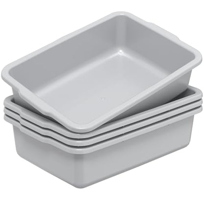 32 L Gray Commercial Bus Tub, 4 Pack Utility Bus Tote Box