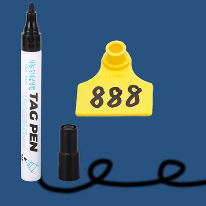 Ear Tag Marking Pen, Ear Tag Pen Water proof Strong Penetration Black Ink Marking Portable Long Lasting Not Fading for Pig Cow Sheep