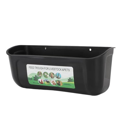 Qinlorgo 2 Pack Chicken Feeder, 5.5 Quart Hanging Fence Feed Trough, Clips with Livestock Waterer, Ideal for Goats, Ducks, Sheep, Piglets, Deer & Poultry (Black) - color: Black