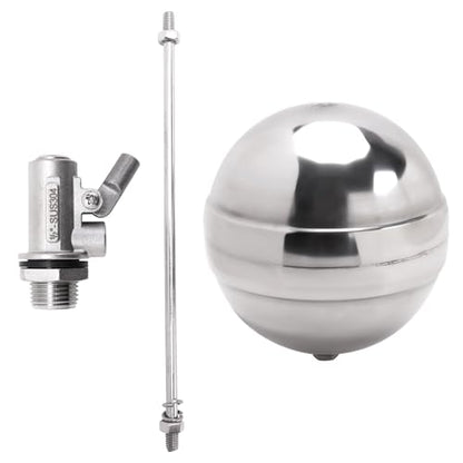 Stainless Steel Float Ball Valves - 1/2" NPT Male Thread Flow Control Float Sensor Valve Automatic Water Level Control Float For Tank Pond Water Tower (pack of 2) - size: 0.5 Inch