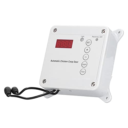 Automatic Chicken Coop Door Opener, Light Sensor and Remote Control with Timer and Anti Pinch Design, for Swing Doors 230 1000mm (US Plug)