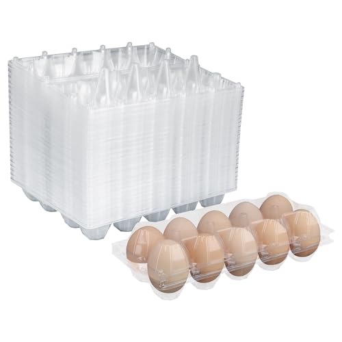 80 Pack Bulk Egg Cartons, Clear Plastic Chicken Egg Holders, Egg Tray Carton Holder for Home & Kitchen, Farm & Market Use, An Eco-Friendly Egg Storage Solution, 10 Grids(Medium Size) - size: 80 Pack Egg Cartons 10 Grids
