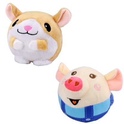 Mity rain Interactive Dog Ball Cover, Replacement Covers Only for Bouncing Ball (Blue Pig+Hamster) - style: Blue Pig+Hamster