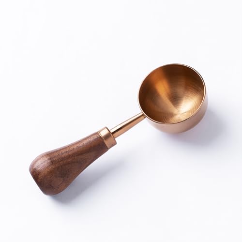 Retro Vintage Stainless Steel Coffee Scoop with Walnut Wood Handle, 10g Espresso Measure, 30ml Water Capacity (1, Rose Gold) - color: Rose Gold