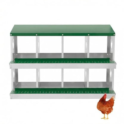 IDEALHOUSE Chicken Nesting Box, Galvanized Steel Laying Box with Rustproof & Roll-Away Egg Design, for Hens, Green 8 Compartment No Bracket - color: Green, size: 8 compartments (without bracket)