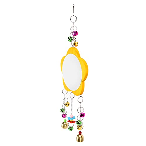Chicken Mirror Toys Wood Chicken Hanging Mirror Toys with Bell for Stuff Parakeet Bird Playing Wood Plastic Other S ToysChicken Hanging ToysChicken