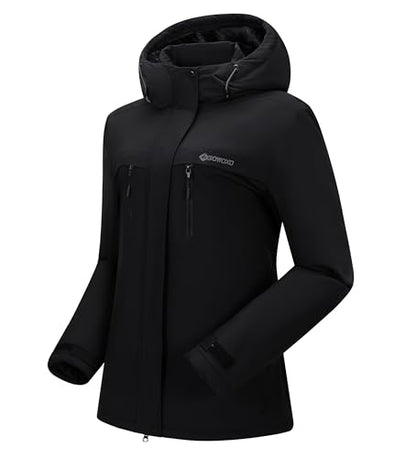 Women's Waterproof Snow Ski Jacket Warm Winter Coat Insulated Snowboarding Jacket Softshell Hiking Jacket - color: Black, size: Medium