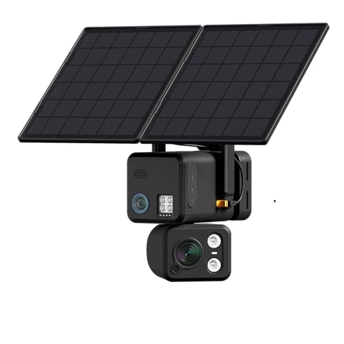 4G Security Cameras Wireless Outdoor PTZ Solar Camera 10X Optical Zoom Dual 2MP Lenses 360° Auto Tracking AI Detection Color Night Vision 3W Siren WiFi6 Surveillance Camera for Garden Job Site Barn