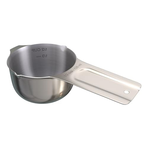 Color Up ½ Cup Measuring Cup (120 ml) – Premium Chrome Stainless Steel, Accurate for Wet & Dry Ingredients, Embossed Markings, Easy-Pour Spouts, Dishwasher-Safe, Kitchen Essential - size: 1/2 Cup (120 ml) Stainless