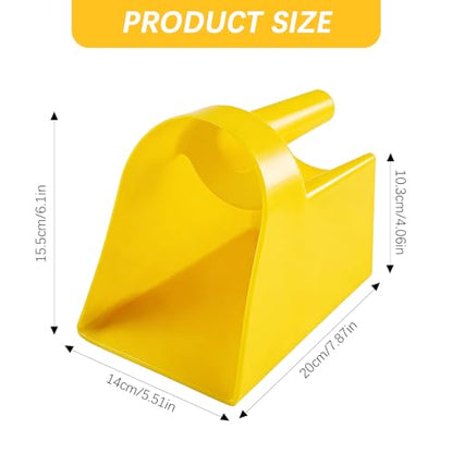 6 Pcs Plastic Enclosed Feed Scoop Heavy Duty Durable Stackable Horse Yellow Feed Scoop for Livestock Animal Ranchers Homesteaders Farmers, 2 Qt