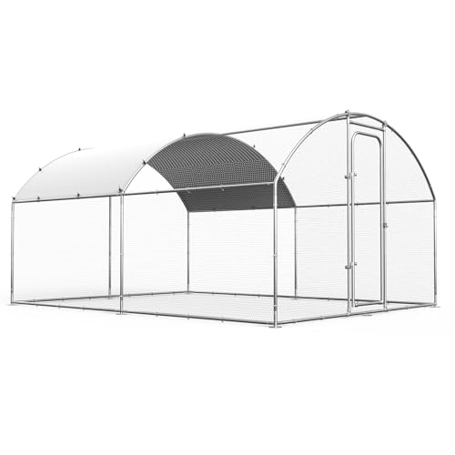 Oranland Large Metal Chicken Coop Walk-in Chicken Run for Yard Chicken Pen Outdoor Heavy Duty Poultry Cage with Waterproof and Anti-Ultraviolet Cover for Outdoor Farm Use